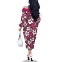 Piqi Bula Fiji Family Matching Off The Shoulder Long Sleeve Dress and Hawaiian Shirt Fijian Tapa Seamless Hibiscus LT14 - Polynesian Pride