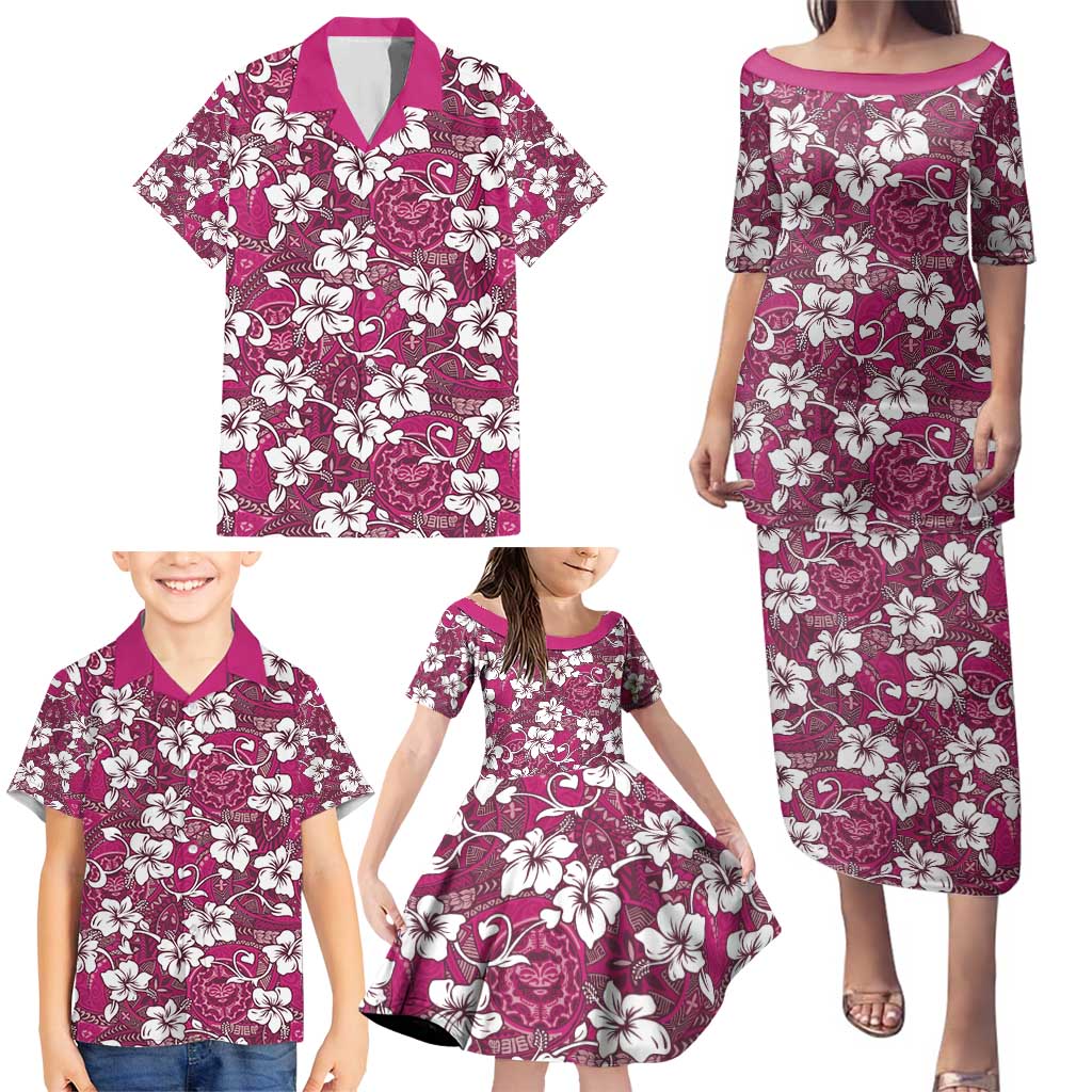 Piqi Bula Fiji Family Matching Puletasi and Hawaiian Shirt Fijian Tapa Seamless Hibiscus LT14 - Polynesian Pride
