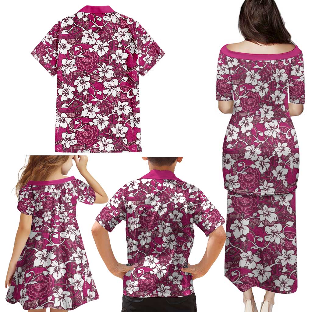 Piqi Bula Fiji Family Matching Puletasi and Hawaiian Shirt Fijian Tapa Seamless Hibiscus LT14 - Polynesian Pride