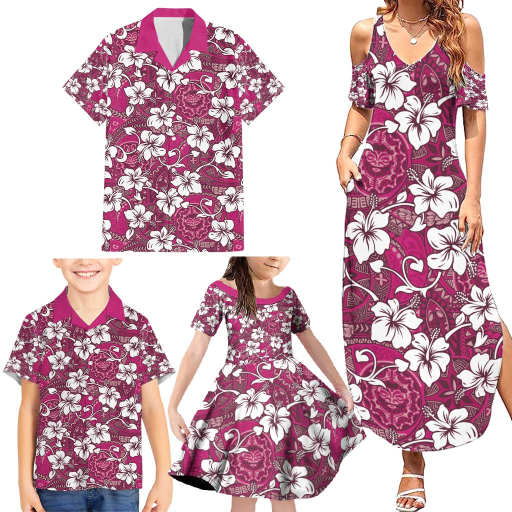 Piqi Bula Fiji Family Matching Summer Maxi Dress and Hawaiian Shirt Fijian Tapa Seamless Hibiscus LT14 - Polynesian Pride
