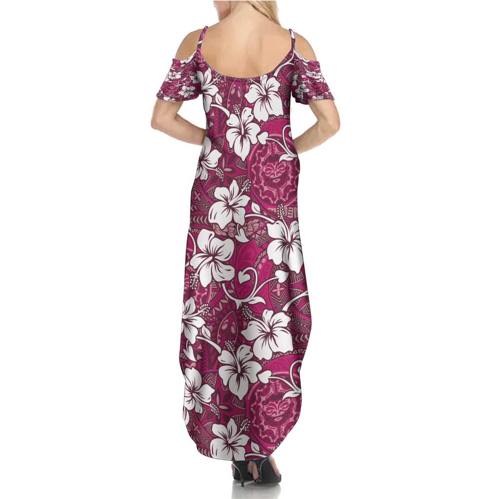 Piqi Bula Fiji Family Matching Summer Maxi Dress and Hawaiian Shirt Fijian Tapa Seamless Hibiscus LT14 - Polynesian Pride