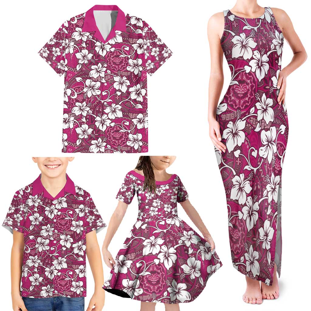 Piqi Bula Fiji Family Matching Tank Maxi Dress and Hawaiian Shirt Fijian Tapa Seamless Hibiscus LT14 - Polynesian Pride