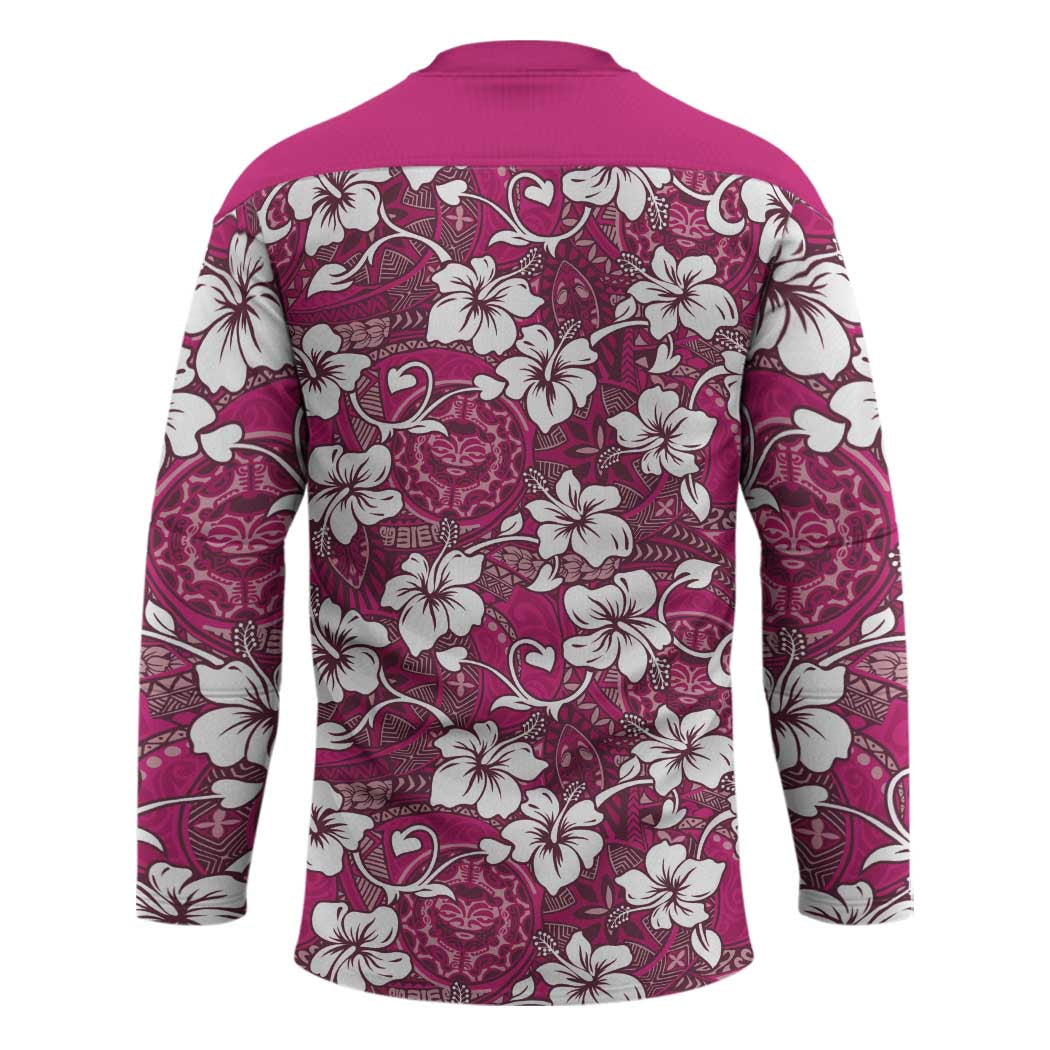 Piqi Bula Fiji Hockey Jersey Fijian Tapa Seamless Hibiscus LT14 - Polynesian Pride