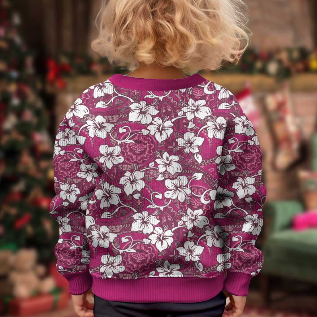 Piqi Bula Fiji Kid Ugly Christmas Sweater Fijian Tapa Seamless Hibiscus LT14 - Polynesian Pride