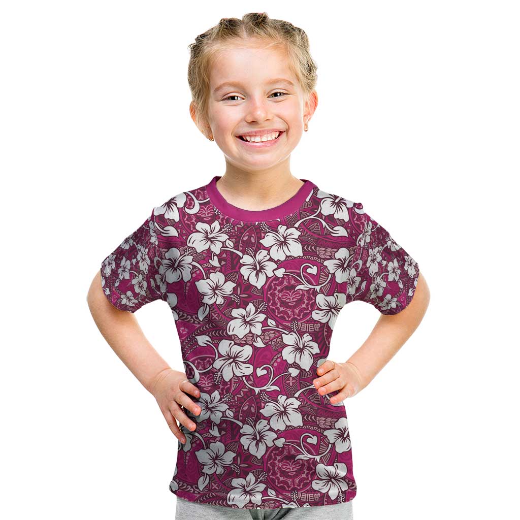 Piqi Bula Fiji Kid T Shirt Fijian Tapa Seamless Hibiscus - Polynesian Pride