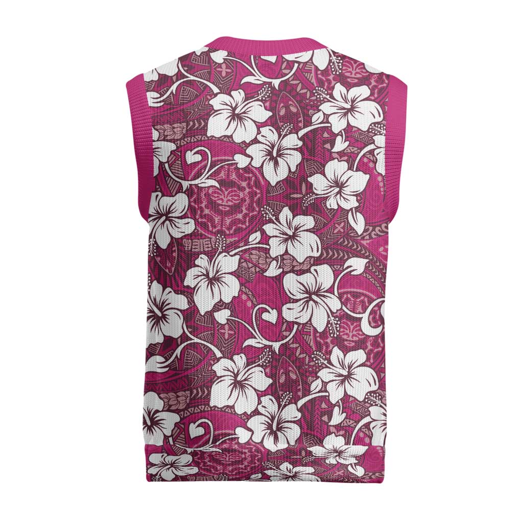 Piqi Bula Fiji Christmas Knitted V-Neck Vest Fijian Tapa Seamless Hibiscus LT14 - Polynesian Pride