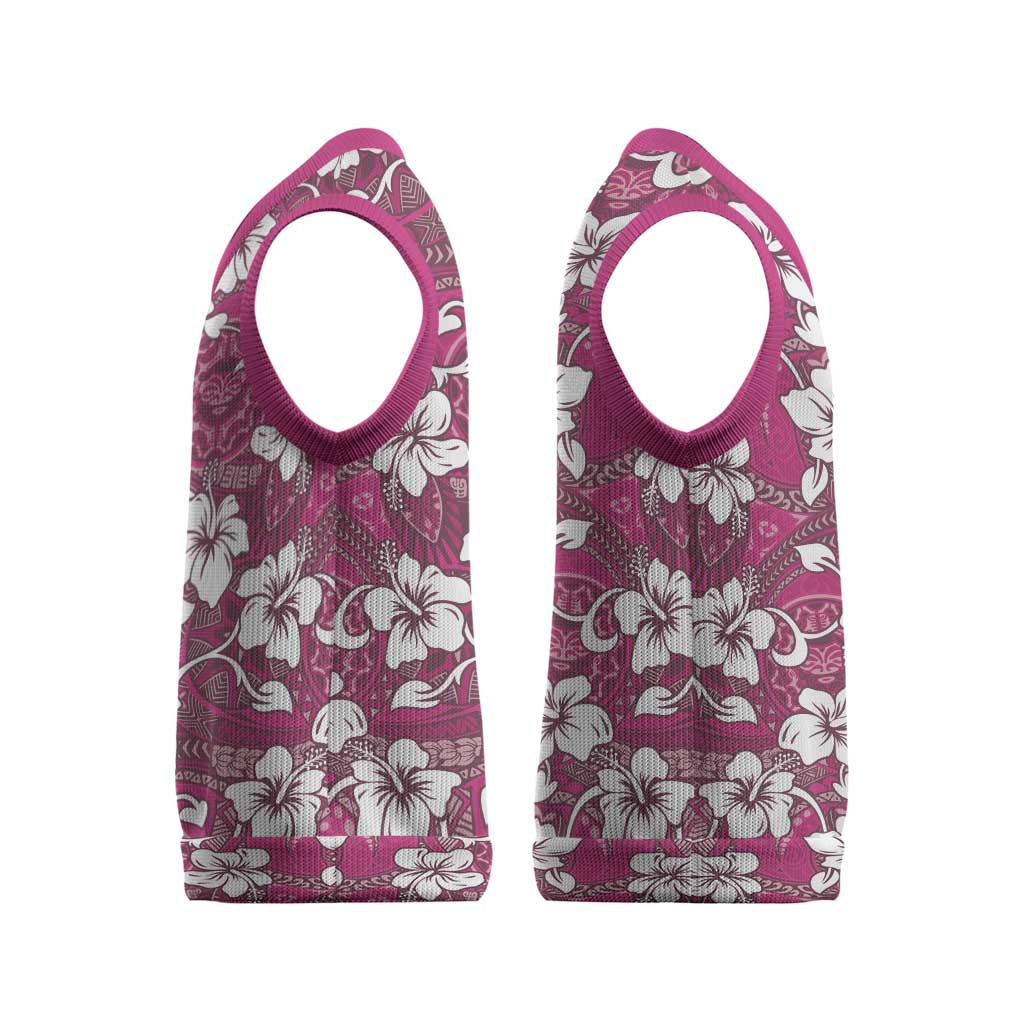 Piqi Bula Fiji Christmas Knitted V-Neck Vest Fijian Tapa Seamless Hibiscus LT14 - Polynesian Pride