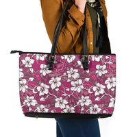 Piqi Bula Fiji Leather Tote Bag Fijian Tapa Seamless Hibiscus - Polynesian Pride