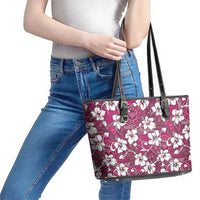 Piqi Bula Fiji Leather Tote Bag Fijian Tapa Seamless Hibiscus - Polynesian Pride