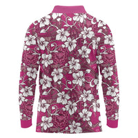 Piqi Bula Fiji Long Sleeve Polo Shirt Fijian Tapa Seamless Hibiscus LT14 - Polynesian Pride