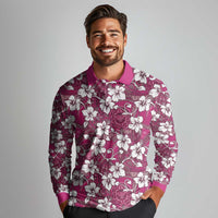 Piqi Bula Fiji Long Sleeve Polo Shirt Fijian Tapa Seamless Hibiscus LT14 - Polynesian Pride
