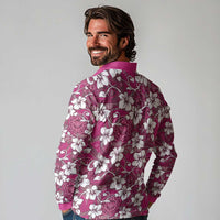 Piqi Bula Fiji Long Sleeve Polo Shirt Fijian Tapa Seamless Hibiscus LT14 - Polynesian Pride