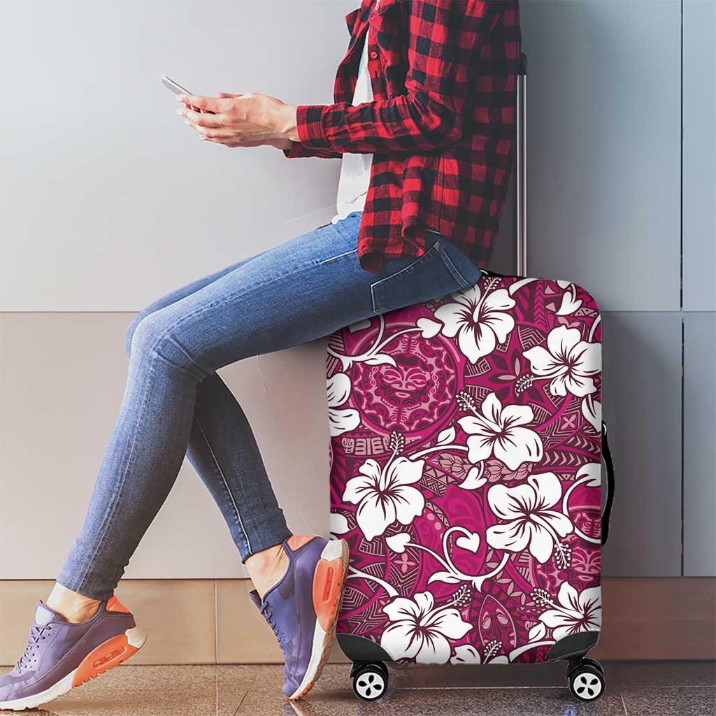 Piqi Bula Fiji Luggage Cover Fijian Tapa Seamless Hibiscus LT14 - Polynesian Pride