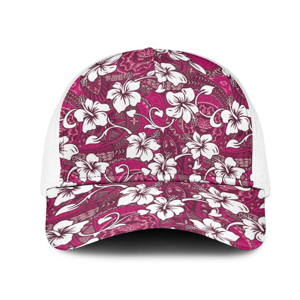 Piqi Bula Fiji Mesh Trucker Cap Fijian Tapa Seamless Hibiscus - Polynesian Pride