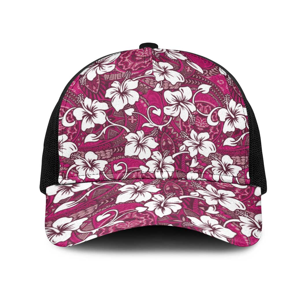 Piqi Bula Fiji Mesh Trucker Cap Fijian Tapa Seamless Hibiscus - Polynesian Pride