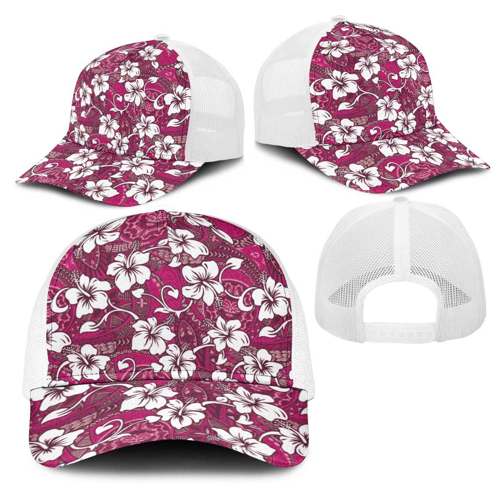 Piqi Bula Fiji Mesh Trucker Cap Fijian Tapa Seamless Hibiscus - Polynesian Pride