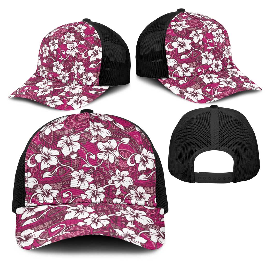 Piqi Bula Fiji Mesh Trucker Cap Fijian Tapa Seamless Hibiscus - Polynesian Pride