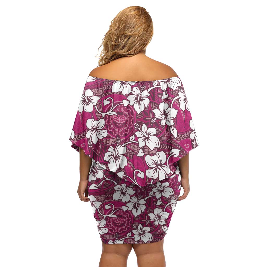 Piqi Bula Fiji Off Shoulder Short Dress Fijian Tapa Seamless Hibiscus LT14 - Polynesian Pride