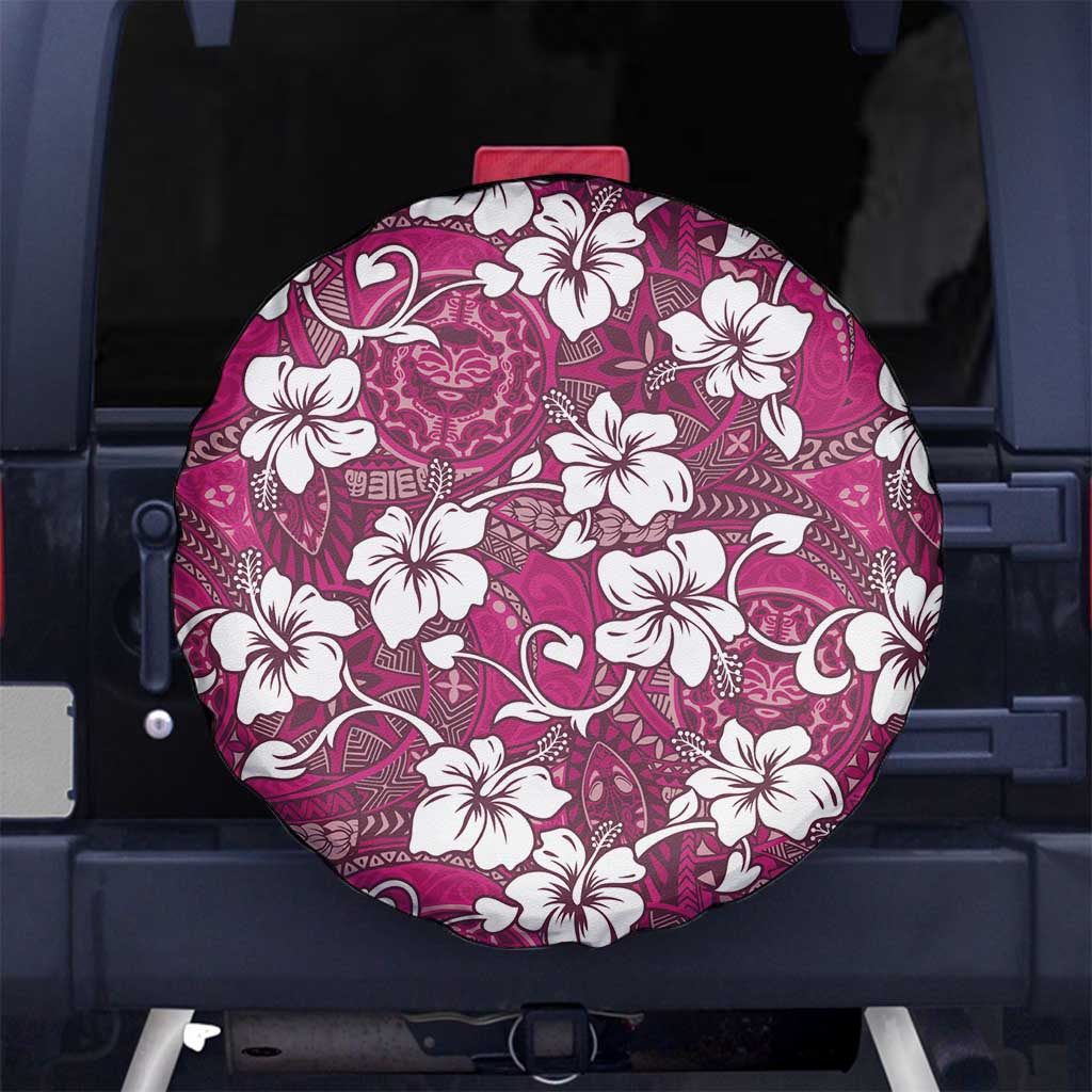Piqi Bula Fiji Spare Tire Cover Fijian Tapa Seamless Hibiscus LT14 No hole Pink - Polynesian Pride