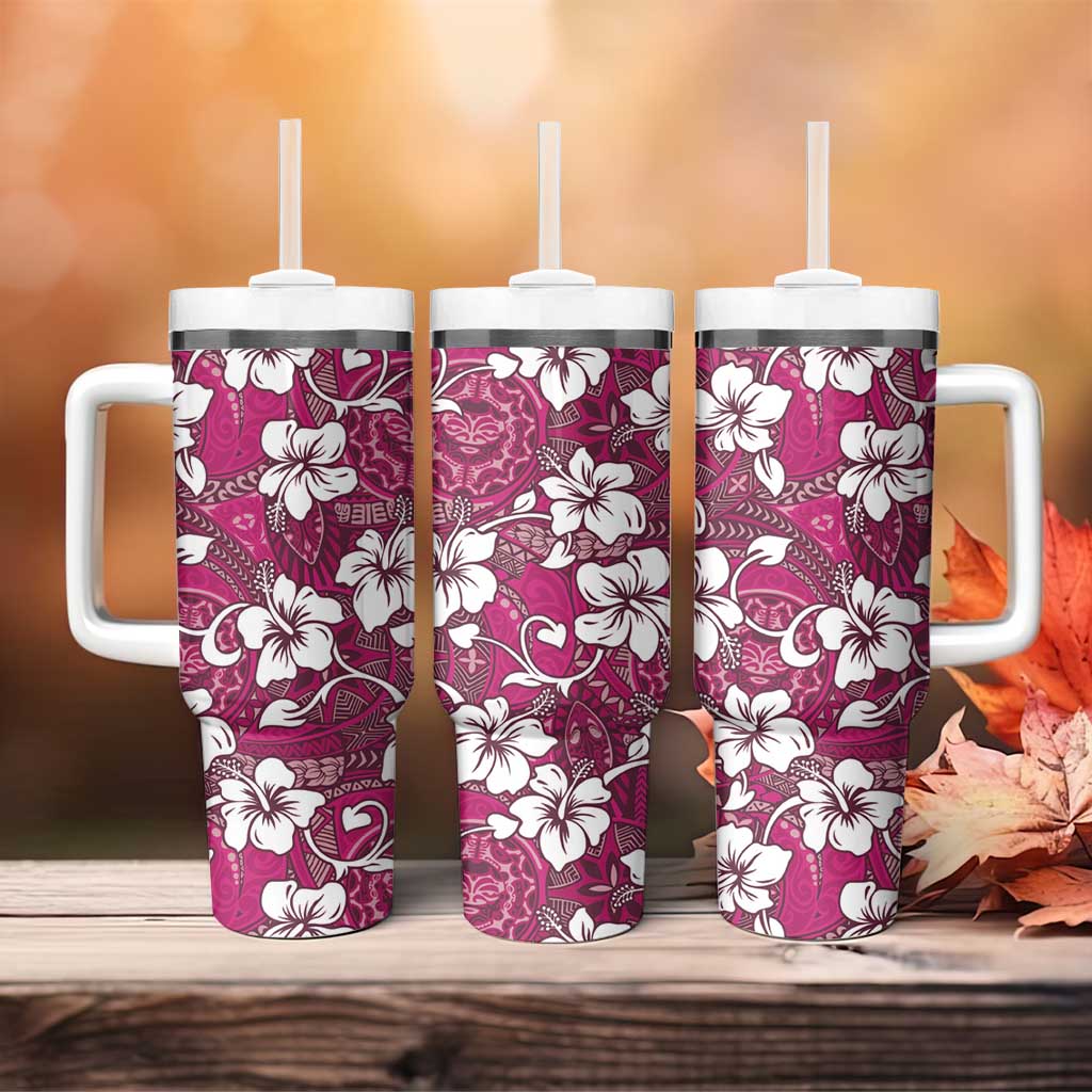 Piqi Bula Fiji Tumbler With Handle Fijian Tapa Seamless Hibiscus - Polynesian Pride