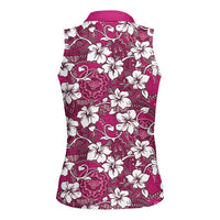 Piqi Bula Fiji Women Sleeveless Polo Shirt Fijian Tapa Seamless Hibiscus LT14 - Polynesian Pride