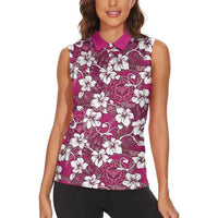 Piqi Bula Fiji Women Sleeveless Polo Shirt Fijian Tapa Seamless Hibiscus LT14 - Polynesian Pride
