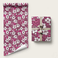 Piqi Bula Fiji Wrapping Paper Fijian Tapa Seamless Hibiscus LT14 58" × 23" Pink - Polynesian Pride