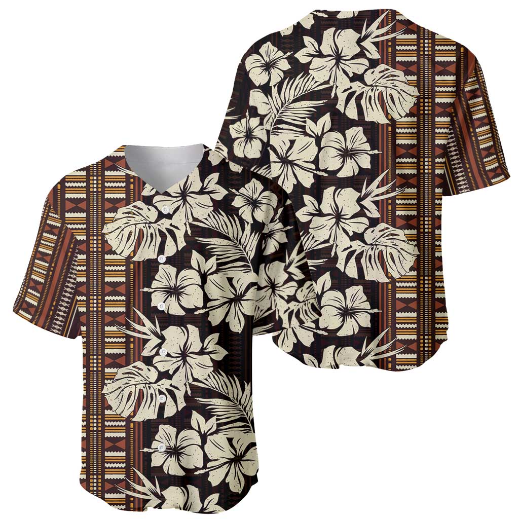 Bula Fiji Masi Baseball Jersey Tapa Tropical Hibiscus Half Stylized LT14 - Polynesian Pride