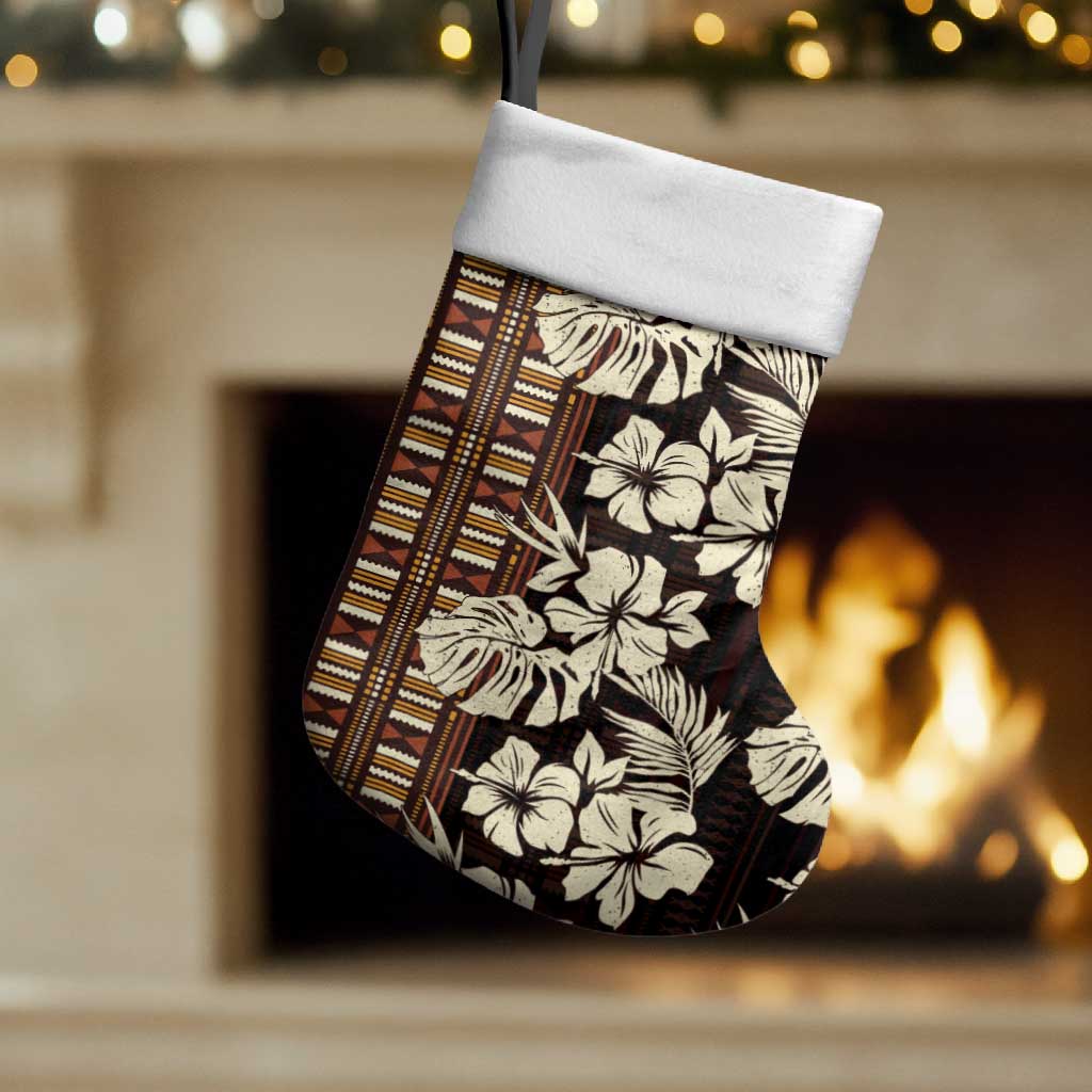 Bula Fiji Masi Christmas Stocking Tapa Tropical Hibiscus Half Stylized - Polynesian Pride