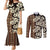 Bula Fiji Masi Couples Matching Mermaid Dress and Long Sleeve Button Shirt Tapa Tropical Hibiscus Half Stylized - Polynesian Pride