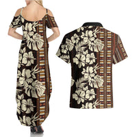 Bula Fiji Masi Couples Matching Summer Maxi Dress and Hawaiian Shirt Tapa Tropical Hibiscus Half Stylized LT14 - Polynesian Pride