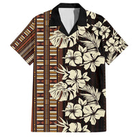 Bula Fiji Masi Family Matching Long Sleeve Bodycon Dress and Hawaiian Shirt Tapa Tropical Hibiscus Half Stylized LT14 Dad's Shirt - Short Sleeve Brown - Polynesian Pride