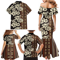 Bula Fiji Masi Family Matching Mermaid Dress and Hawaiian Shirt Tapa Tropical Hibiscus Half Stylized LT14 - Polynesian Pride