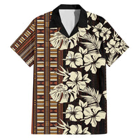 Bula Fiji Masi Family Matching Mermaid Dress and Hawaiian Shirt Tapa Tropical Hibiscus Half Stylized LT14 Dad's Shirt - Short Sleeve Brown - Polynesian Pride