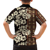 Bula Fiji Masi Family Matching Off The Shoulder Long Sleeve Dress and Hawaiian Shirt Tapa Tropical Hibiscus Half Stylized LT14 - Polynesian Pride