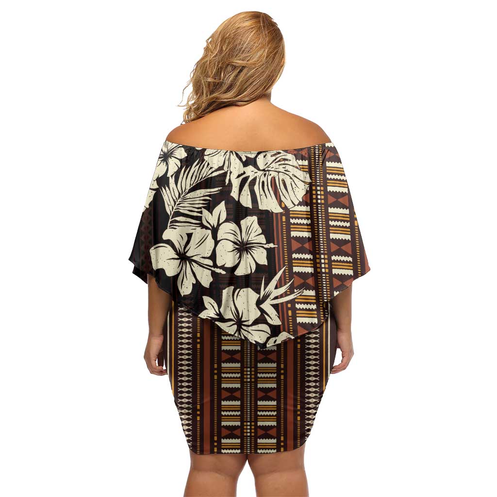 Bula Fiji Masi Family Matching Off Shoulder Short Dress and Hawaiian Shirt Tapa Tropical Hibiscus Half Stylized LT14 - Polynesian Pride