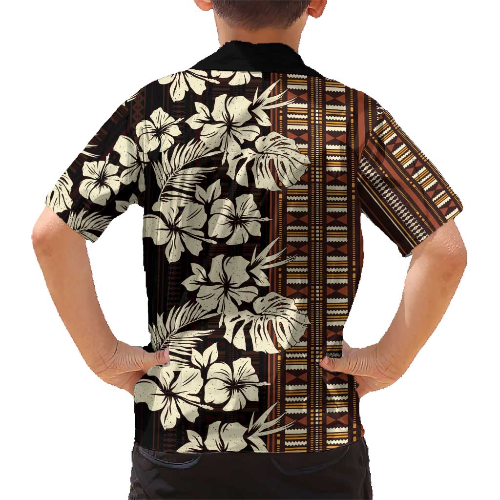 Bula Fiji Masi Family Matching Short Sleeve Bodycon Dress and Hawaiian Shirt Tapa Tropical Hibiscus Half Stylized LT14 - Polynesian Pride