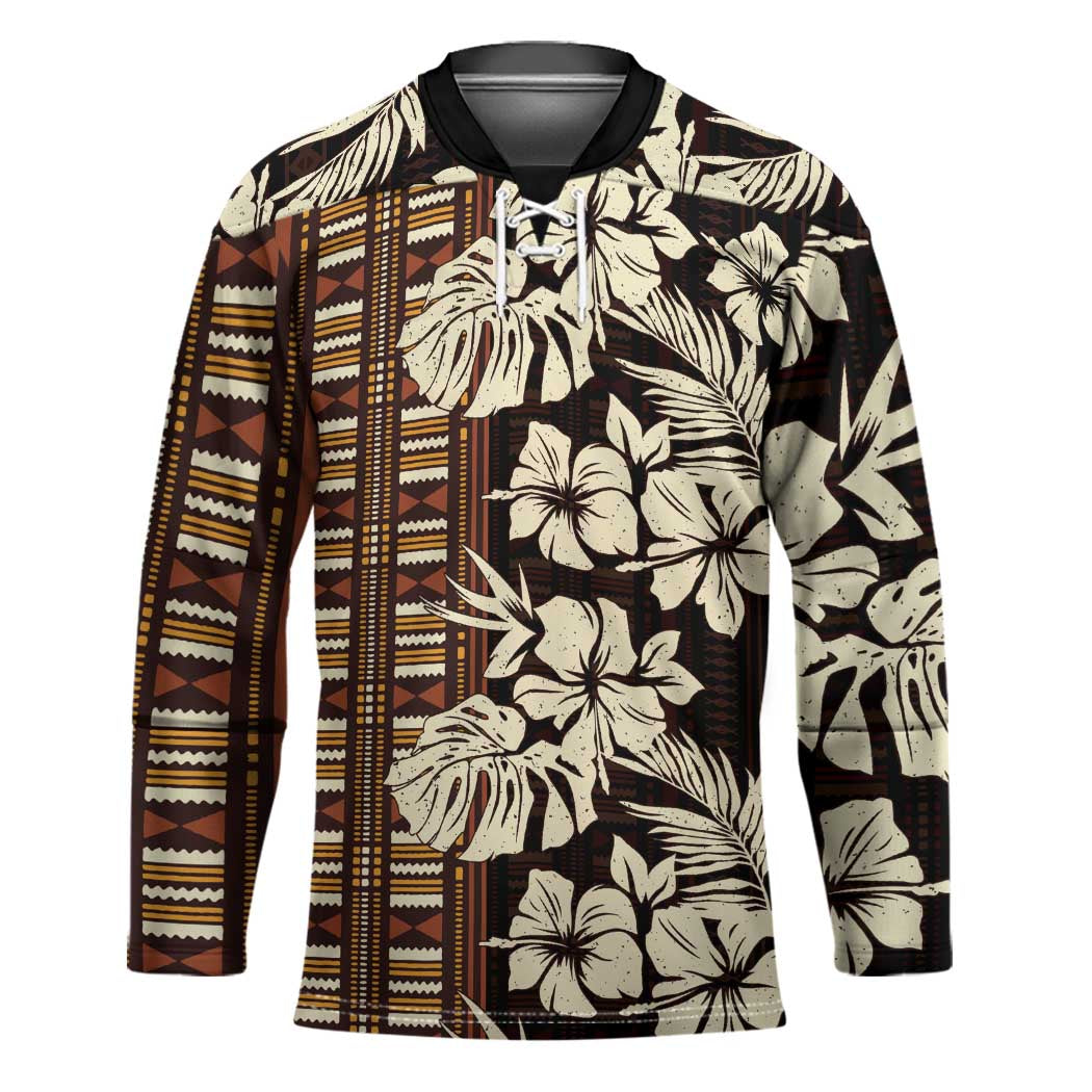 Bula Fiji Masi Hockey Jersey Tapa Tropical Hibiscus Half Stylized - Polynesian Pride