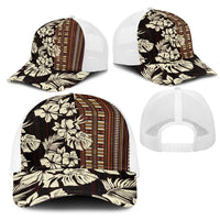 Bula Fiji Masi Mesh Trucker Cap Tapa Tropical Hibiscus Half Stylized - Polynesian Pride