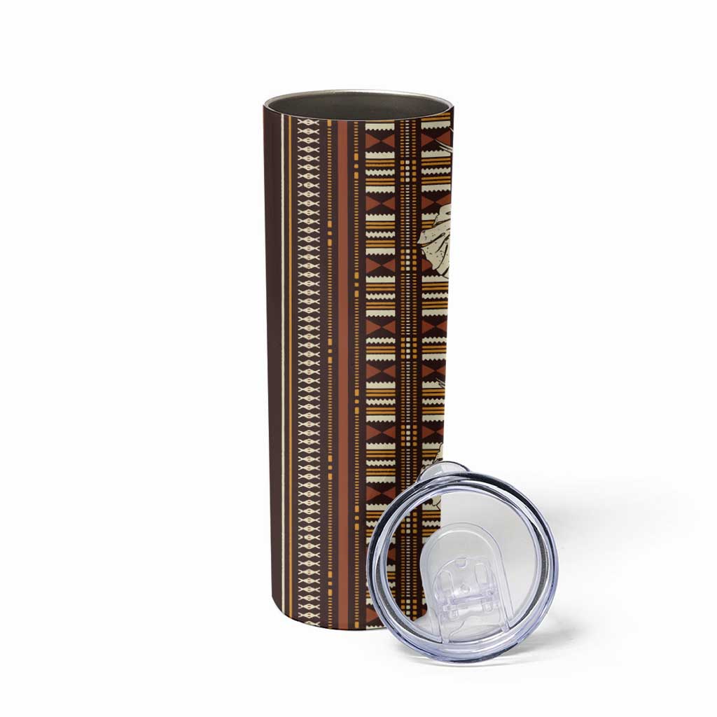 Bula Fiji Masi Skinny Tumbler Tapa Tropical Hibiscus Half Stylized - Polynesian Pride