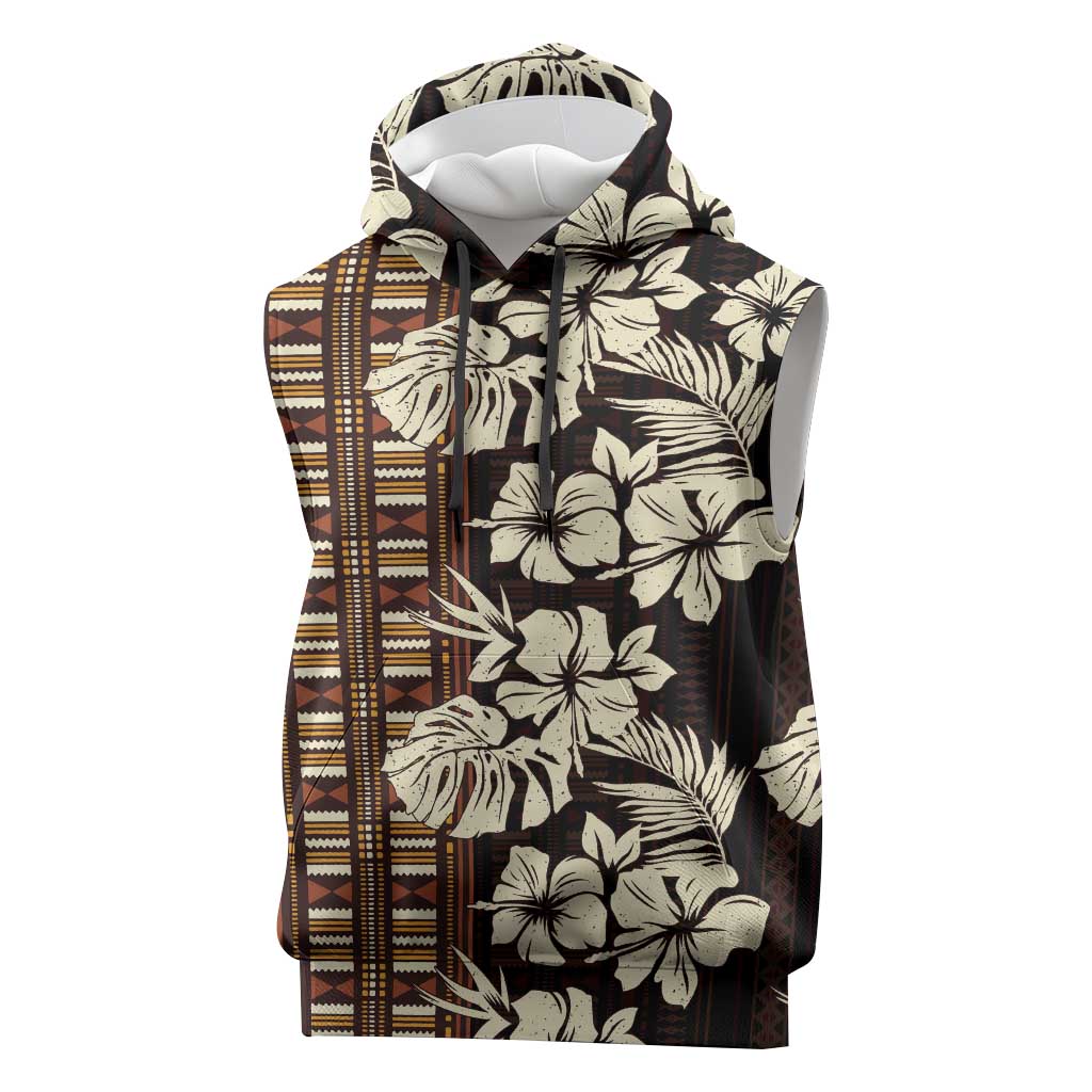 Bula Fiji Masi Sleeveless Hoodie Tapa Tropical Hibiscus Half Stylized - Polynesian Pride