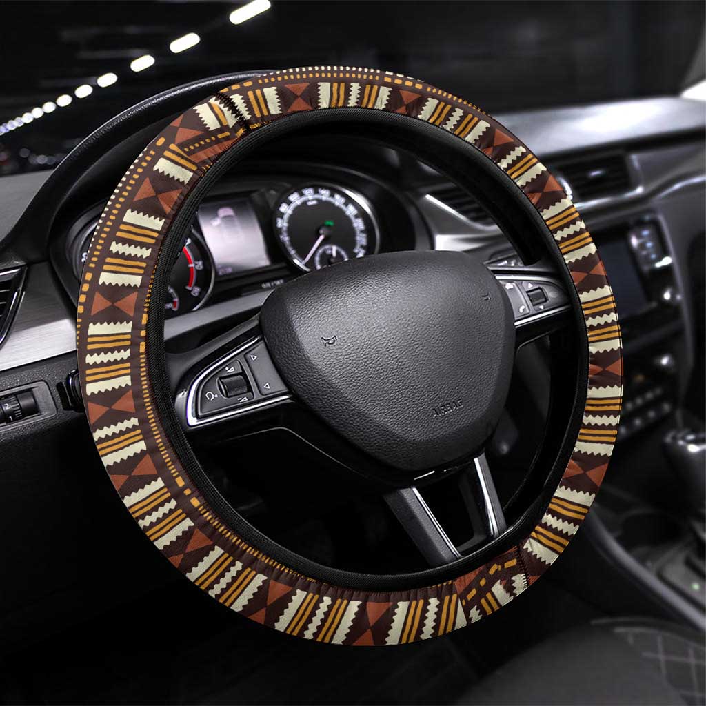 Bula Fiji Masi Steering Wheel Cover Tapa Tropical Hibiscus Half Stylized - Polynesian Pride