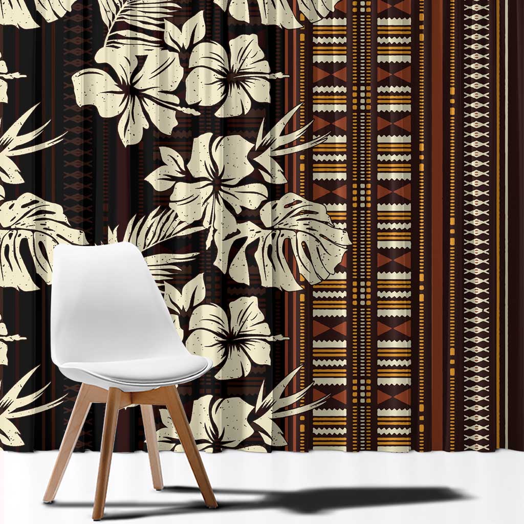 Bula Fiji Masi Window Curtain Tapa Tropical Hibiscus Half Stylized LT14 - Polynesian Pride