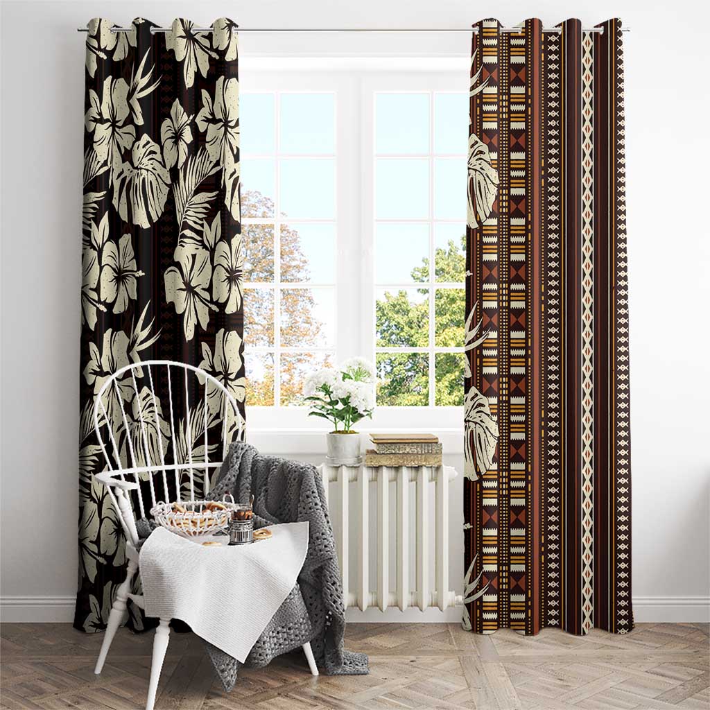 Bula Fiji Masi Window Curtain Tapa Tropical Hibiscus Half Stylized LT14 - Polynesian Pride
