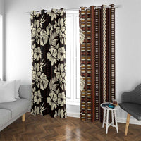 Bula Fiji Masi Window Curtain Tapa Tropical Hibiscus Half Stylized LT14 With Grommets Brown - Polynesian Pride