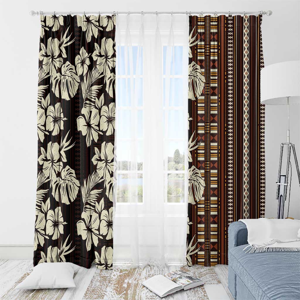 Bula Fiji Masi Window Curtain Tapa Tropical Hibiscus Half Stylized LT14 - Polynesian Pride