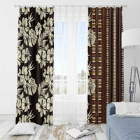 Bula Fiji Masi Window Curtain Tapa Tropical Hibiscus Half Stylized LT14 - Polynesian Pride