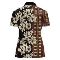 Bula Fiji Masi Women Polo Shirt Tapa Tropical Hibiscus Half Stylized - Polynesian Pride