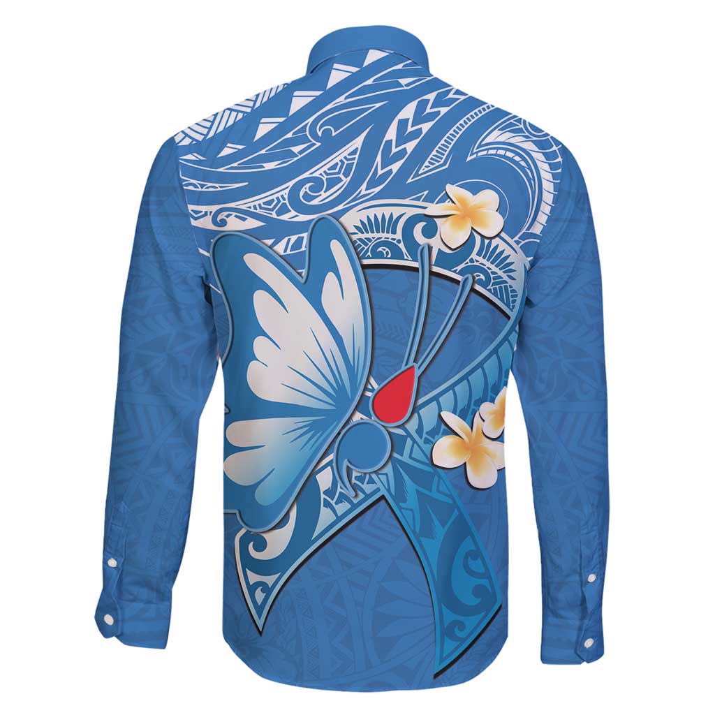 Polynesia Diabetes Awareness Month Family Matching Long Sleeve Bodycon Dress and Hawaiian Shirt In November We Wear Blue