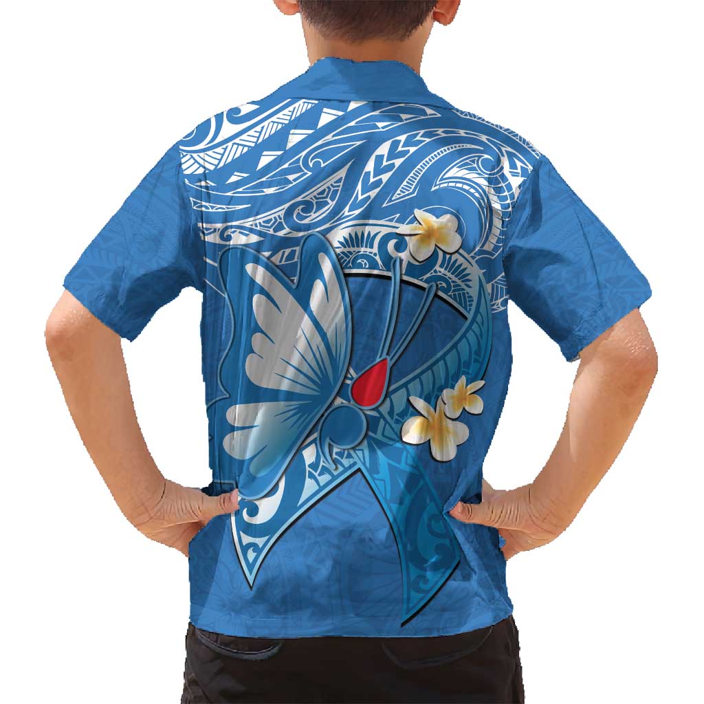 Polynesia Diabetes Awareness Month Family Matching Off Shoulder Maxi Dress and Hawaiian Shirt In November We Wear Blue LT14 - Polynesian Pride